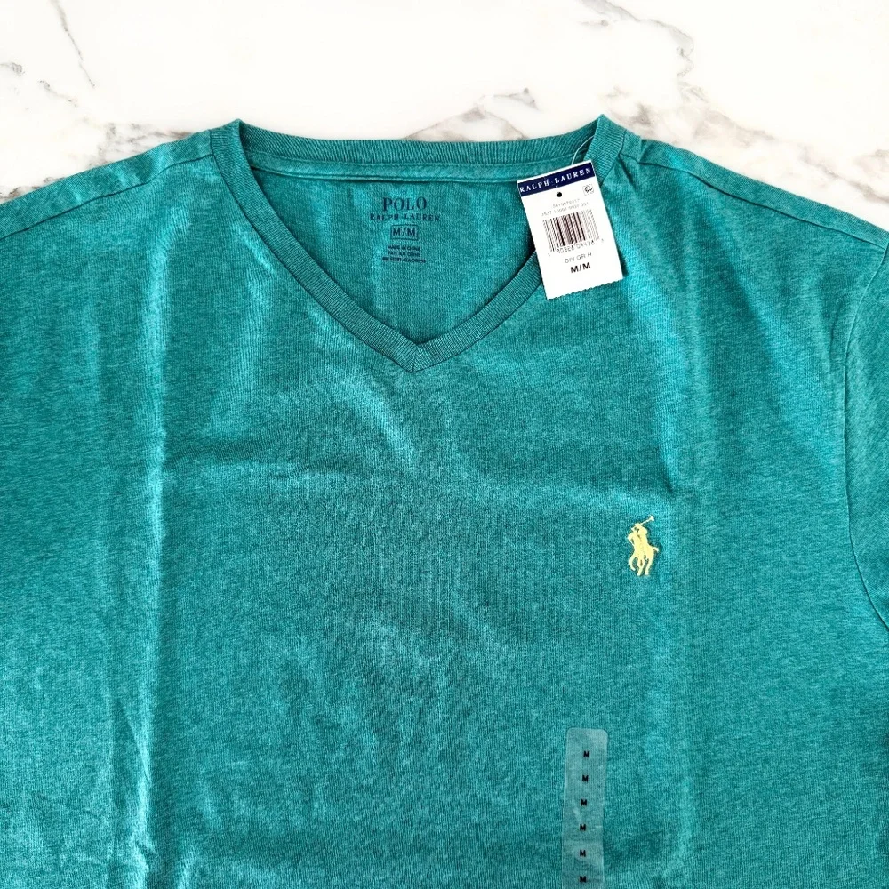 Polo‎ Ralph Lauren Mens Medium Aquamarine Cotton T-shirt
